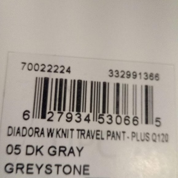 New Diadora W Knit Travel Pant- Plus Q120  Dark Grey Women's Size US 2XL - Picture 6 of 6
